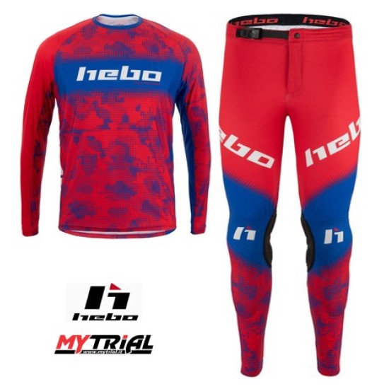 Completo Maglia e Pantalone HEBO RACE PRO (Rosso-Azzurro)