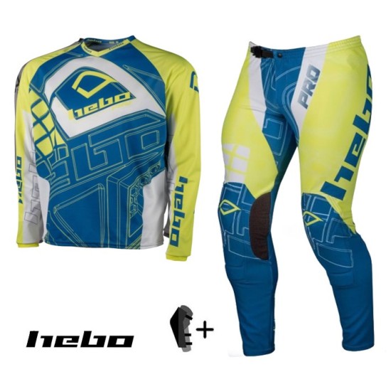 Completo MAGLIA E PANTALONE HEBO PRO 19 (Azzurro-GialloFluo))