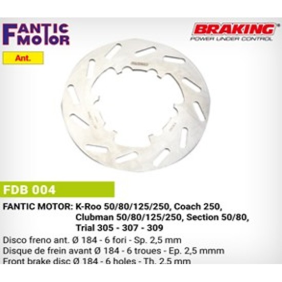 Disco Freno Anteriore  FANTIC 305,307,309, KROO